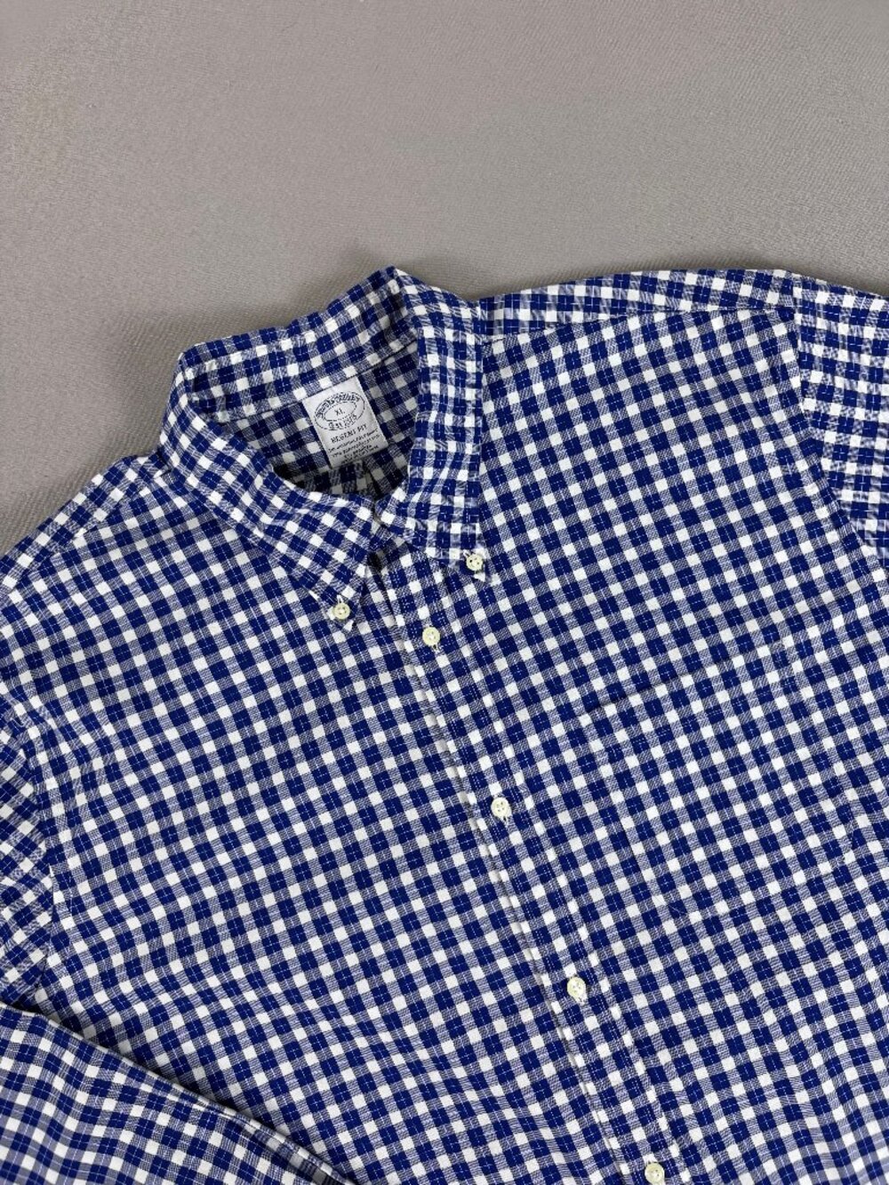 Brooks Brothers Regent Fit Men’s XL Blue Gingham Supima Cotton Shirt